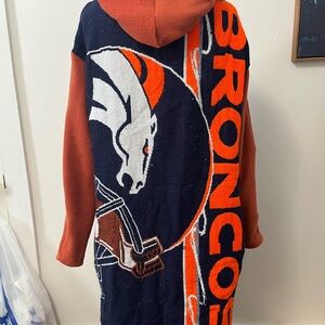 Upcycled Broncos Themed Trench Coat - Orange and Navy